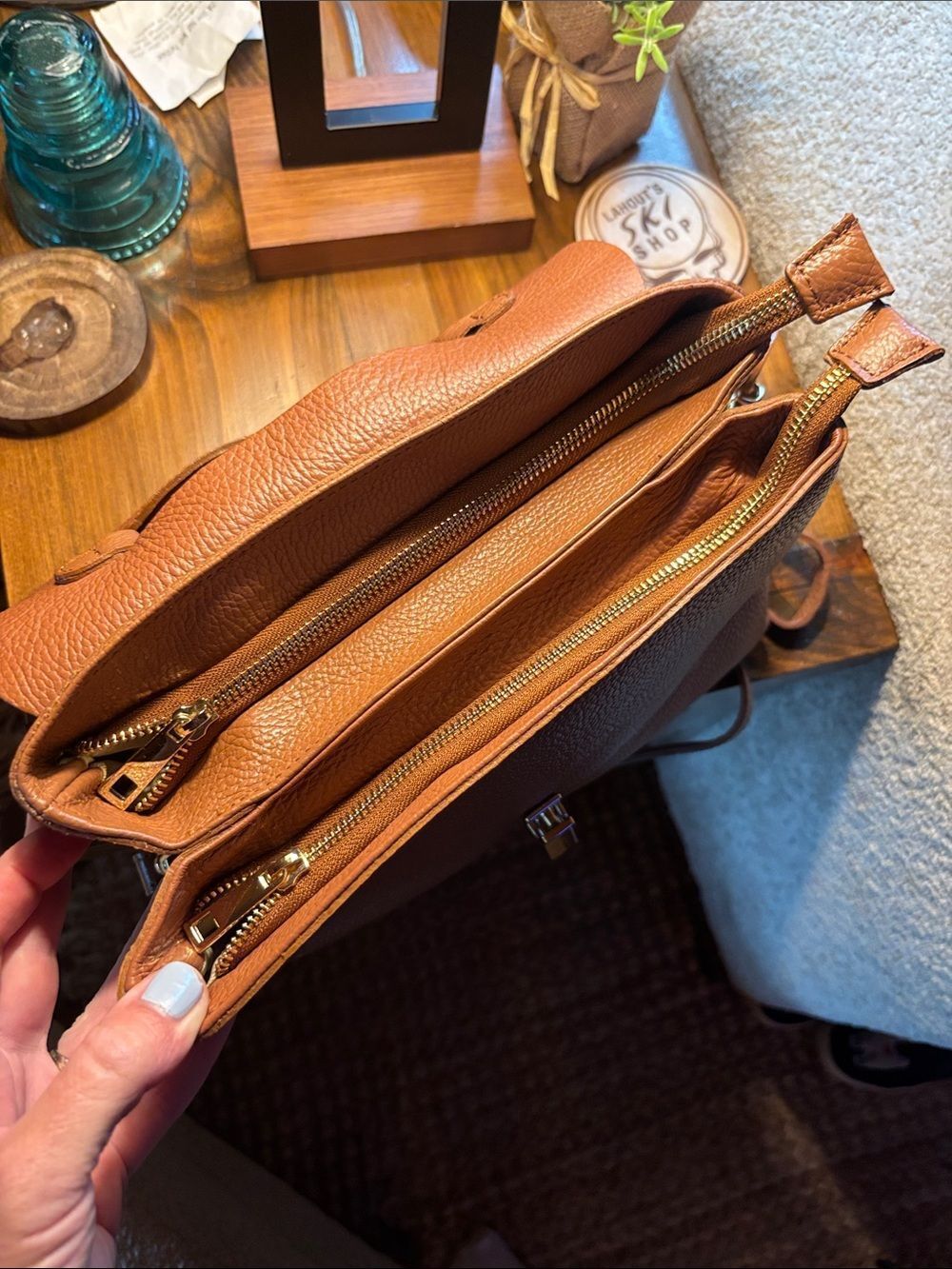 Cheval 100% Genuine Pebbled Leather Crossbody Bag in Brown - Picture 9 of 16